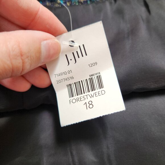 NWT J. Jill Forestweed Blue Tweed Pencil Skirt Professional Wool Blend Size 18 - Picture 6 of 9